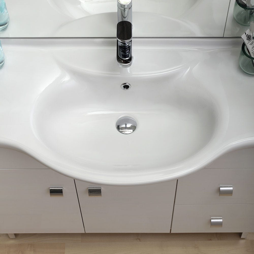 MEUBLE SALLE DE BAIN 105 CM CLASSIQUE AVEC LAVABO ET MIROIR EASY 