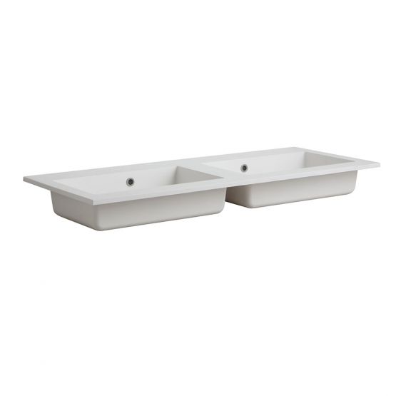 DOUBLE LAVABO A CONSOLE POUR ROBINET MURAL MAT LATINA 120 CM