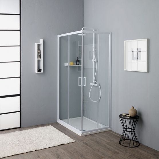 Cabine de douche verre 4 mm 70x90 cm avec profilés clairs