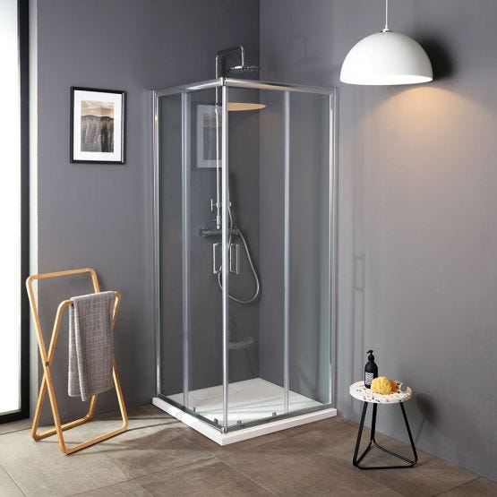 Store de douche d'angle avec cassette et store Kleine Wolke 138 + 62 x 240  cm gris 110 - HORNBACH Luxembourg