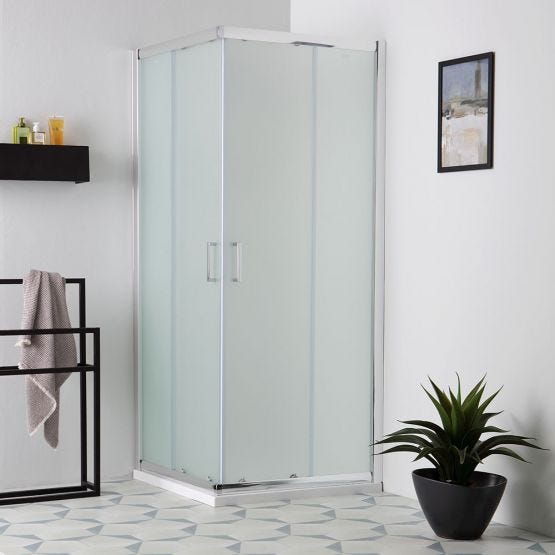 Cabine de douche carrée 90 cm avec portes coulissantes