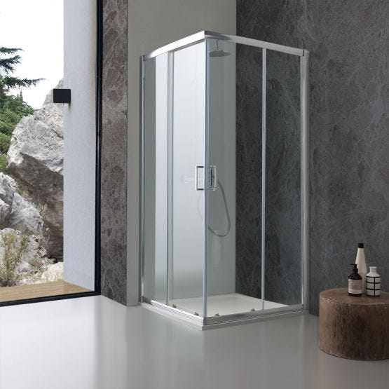 Cabine de douche 100x100 cm carrée 6 mm verre clair 