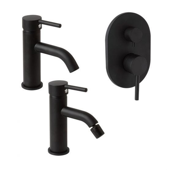 Robinetterie de salle de bain noire pour lavabo, bidet et douche à encastrer