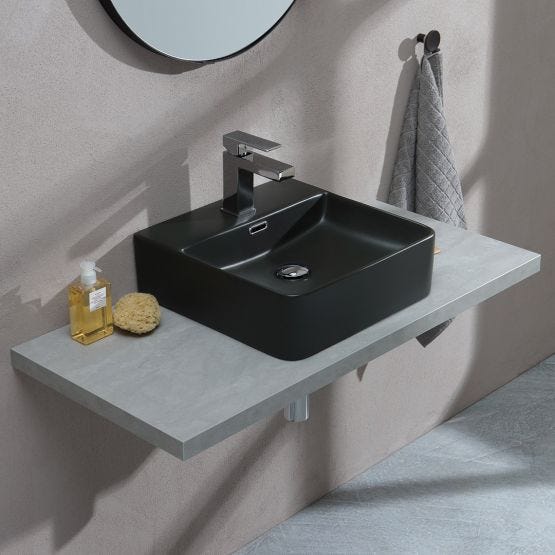 Lavabo da appoggio quadrato nero opaco