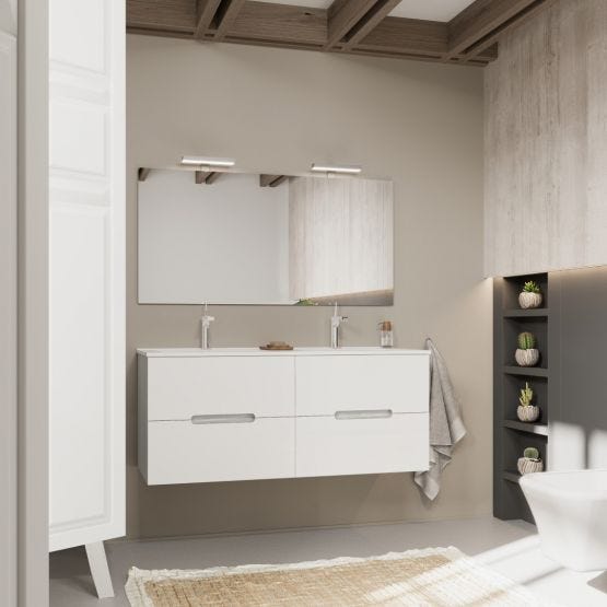 Mobile bagno 120cm frontale bianco e laterali grigio