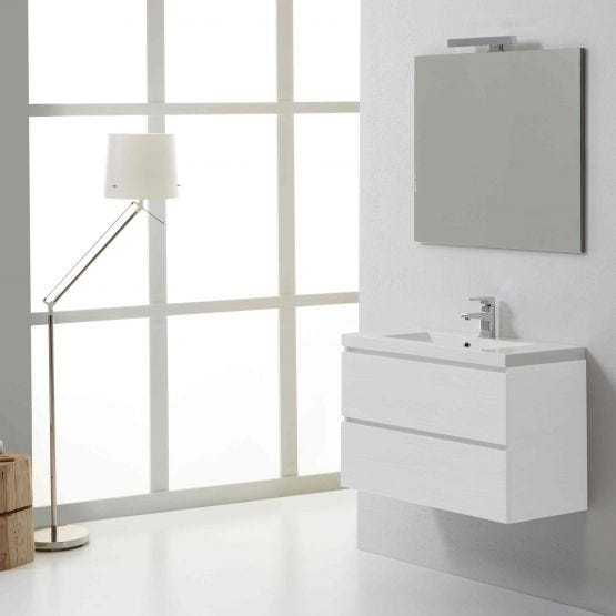 Meuble de salle de bains moderne avec tiroirs cm 80 blanc forêt
