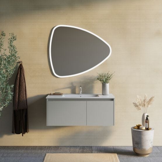 Mobile bagno 100cm sabbia opaco con specchio 100x85