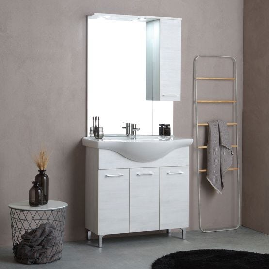 Mobile bagno a terra da 85 cm in quercia bianco