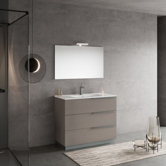 Mobile bagno a terra 100cm con lavabo e specchio 100x60