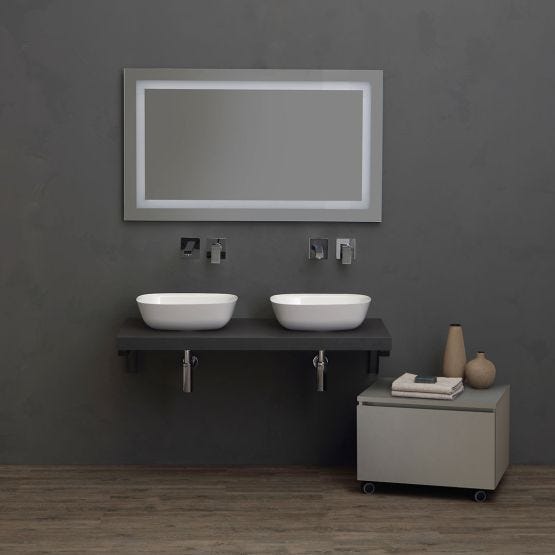 Meuble de salle de bain avec plan de travail anthracite de 120 cm et deux lavabos