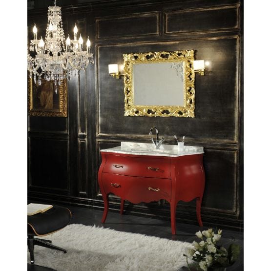 Meuble de salle de bains style Baroque rouge