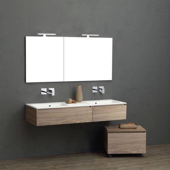 Mueble de baño suspendido de 150 cm con doble lavabo