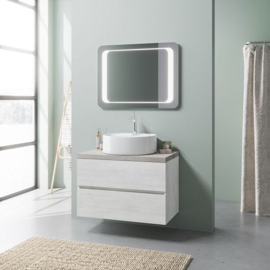 Mobile bagno sottolavabo 80cm con specchio a led 80x60