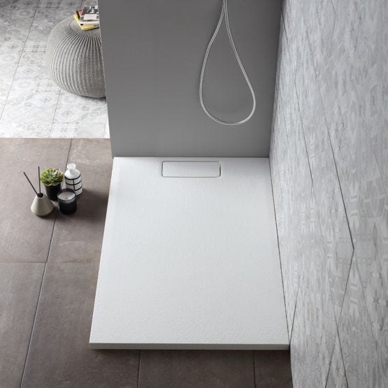 eceveur de douche rectangulaire 70 x 120 cm en pierre blanche antidérapante