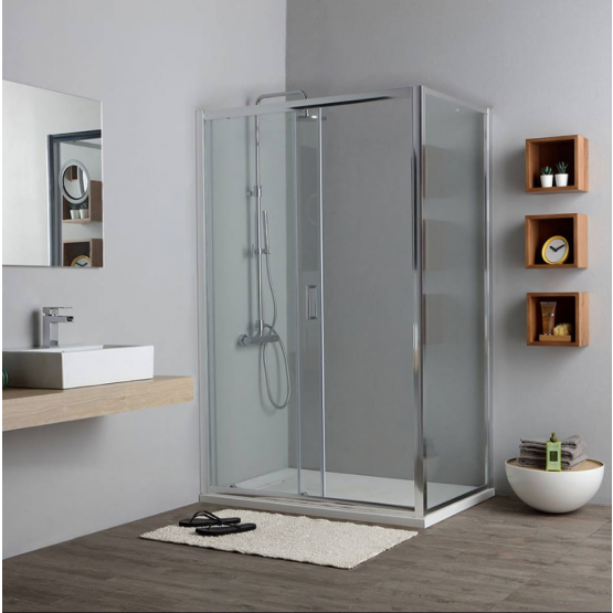 Nouvelle cabine de douche New Giada : porte de niche 120 cm + côté fixe 80 cm