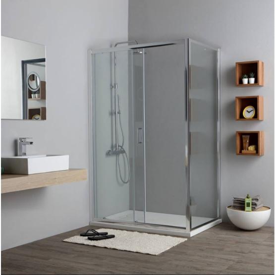 Cabine de douche 150x80 avec côté fixe