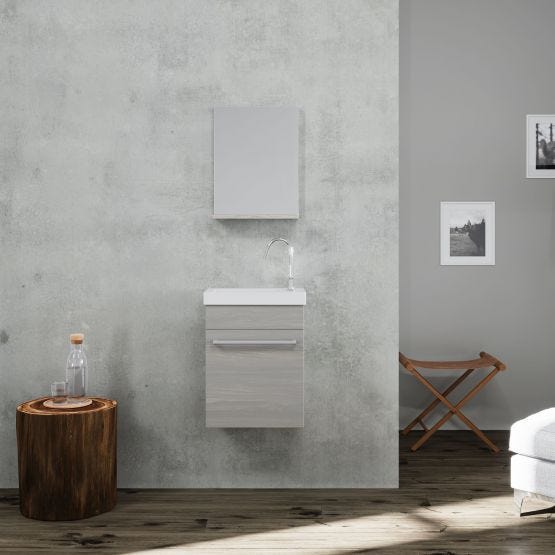 Meuble haut de salle de bain gain d'espace gris