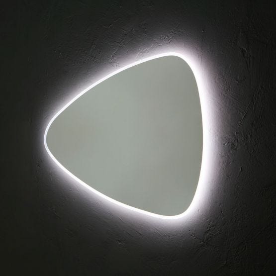 Miroir pour la salle de bain en forme de goutte avec forme triangulaire + rétro-éclairage à LED