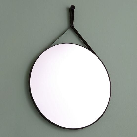 Miroir de salle de bains de design avec lacet noir