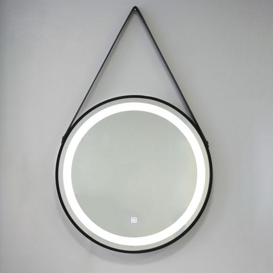 Miroir à LED arrondi avec lacet noir