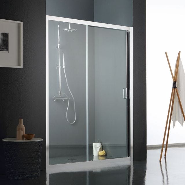 PORTE COULISSANTE POUR DOUCHE EN VERRE TRANSPARENT 120 CM