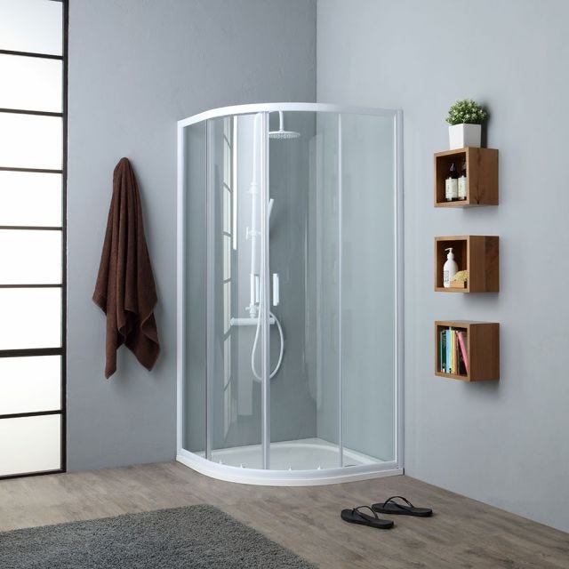 CABINE DE DOUCHE ANGULAIRE AVEC PROFILÉS BLANCS 80X80 CM | VENERE