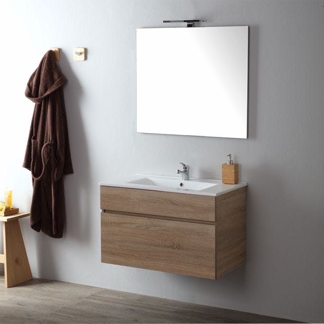 MEUBLE DE SALLE DE BAIN SUSPENDU 80 CM EN CHÊNE WELL SOLE 