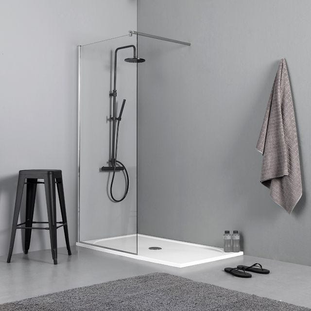 PAROI DE DOUCHE WALK-IN EN 110 CM H 190 CM VERRE TRANSPARENT