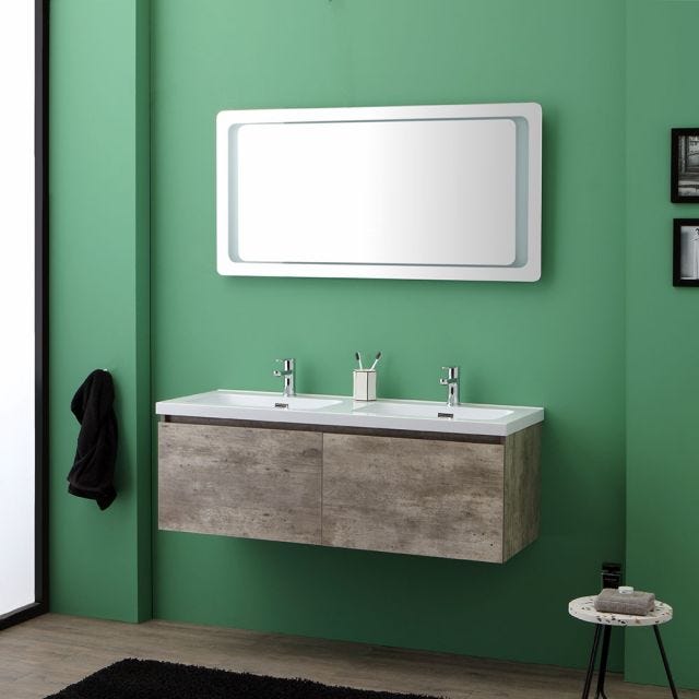 MEUBLE AVEC TIROIRS POUR SALLE DE BAIN 120CM ET MIROIR AVEC LED TACTILE | MADRID