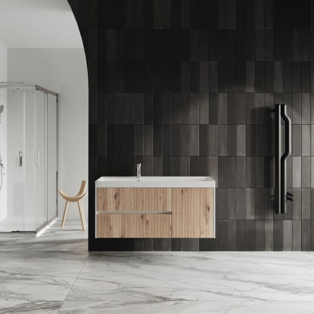 MEUBLE DE SALLE DE BAIN 120CM EN CHÊNE CANNELÉ SANS MIROIR | CORTINA
