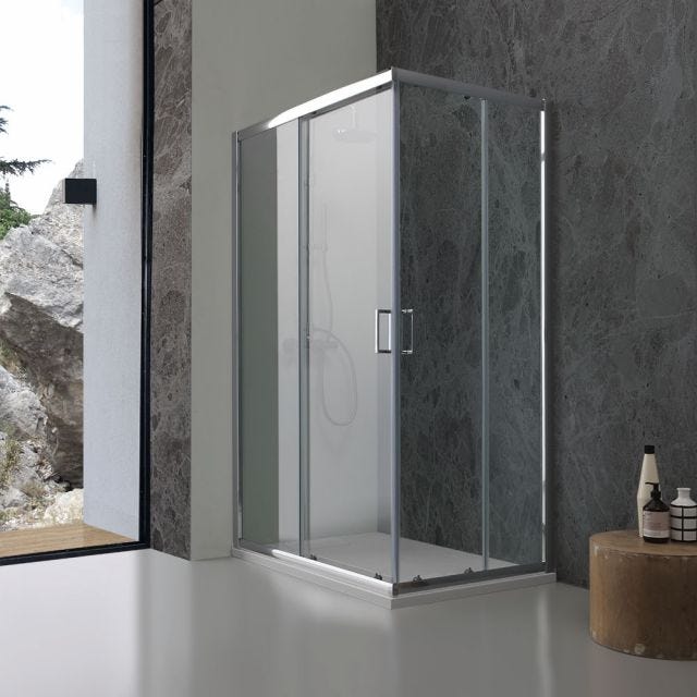 PORTE DE DOUCHE 70X90 CM ANGULAIRE VERRE TRANSPARENT | GIADA