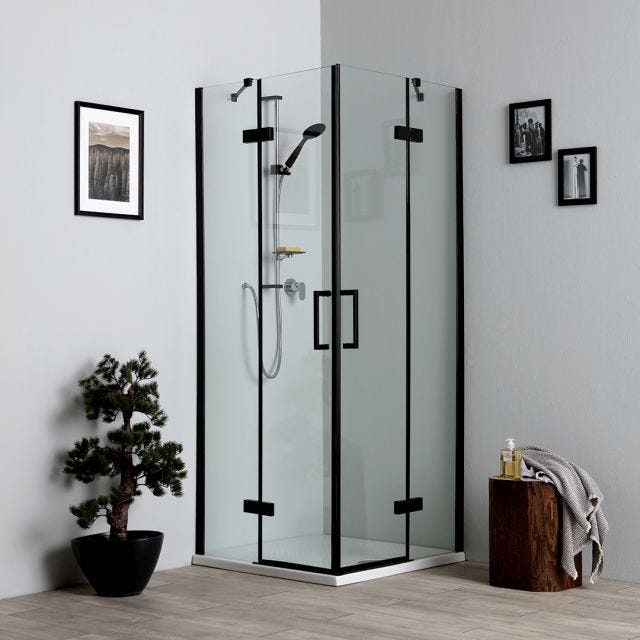 CABINE DE DOUCHE NOIRE SANS PROFILÉS 80X80 VERRE 6MM | LONDON