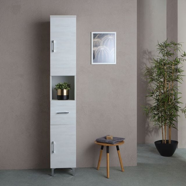 COLONNE DE SALLE DE BAINS SUR PIED H 190CM CHÊNE BLANC | RIMINI