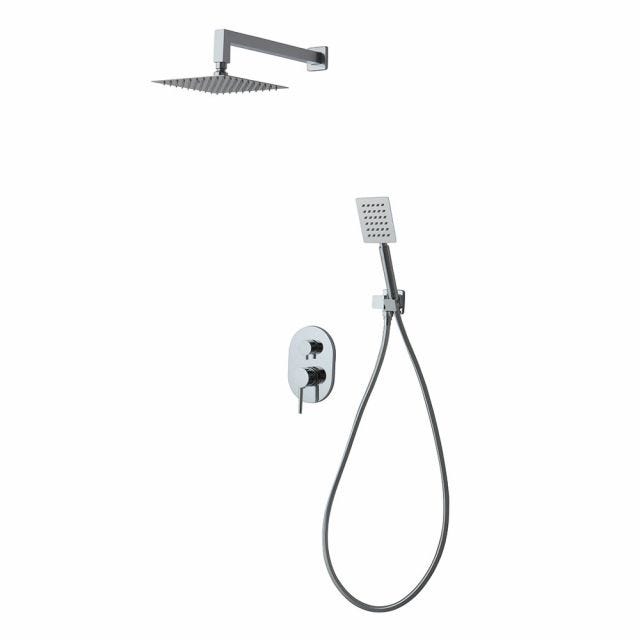SET COMPLET DE POMME HAUTE, POMMEAU DE DOUCHE MANUEL, PRISE D'EAU, MITIGEUR CHROMÉ 6PC