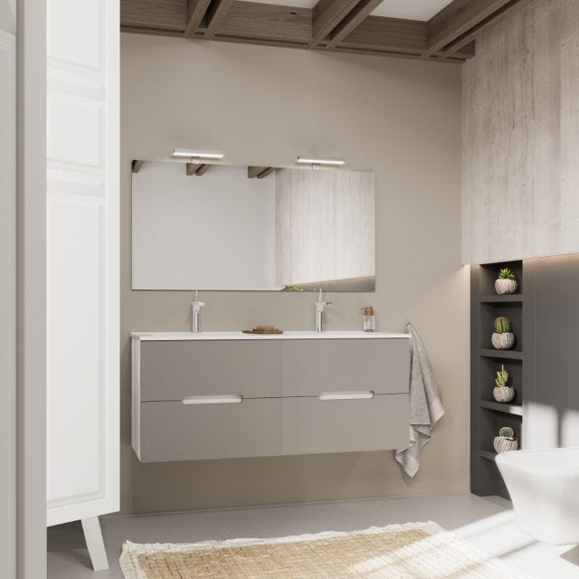 MEUBLE DE SALLE DE BAIN BICOLORE 120CM, 4 TIROIRS ET DOUBLE LAVABO | MAGNOLIA