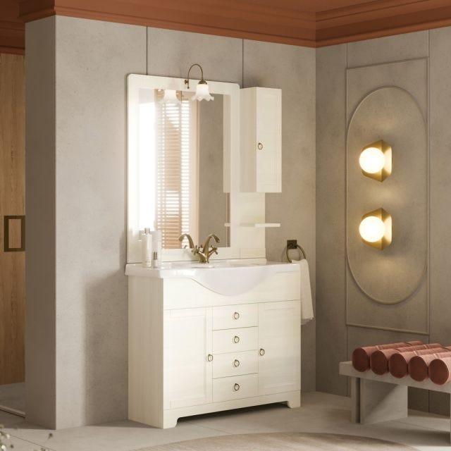 MEUBLE DE SALLE DE BAIN 105CM BLANC DÉCAPÉ | TOSCANA