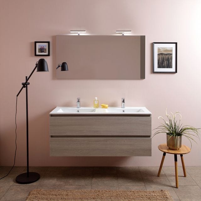 MEUBLE DE SALLE DE BAINS DOUBLE LAVABO AVEC MIROIR 120 CM ORME 