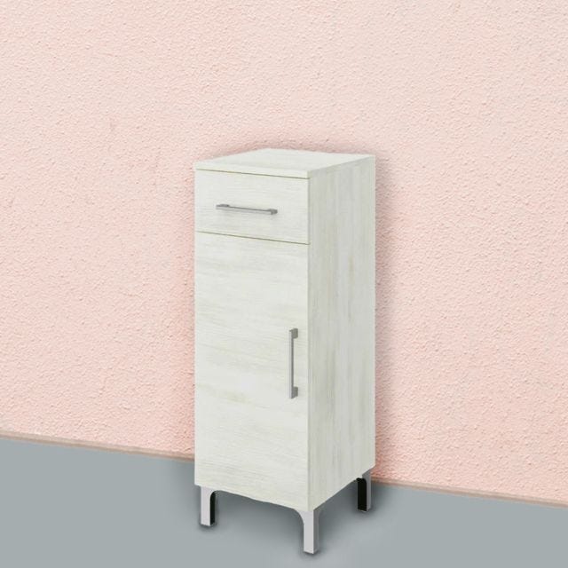 MEUBLE DE SALLE DE BAIN 30CM, PORTE+TIROIRS CHÊNE BLANC | RIMINI