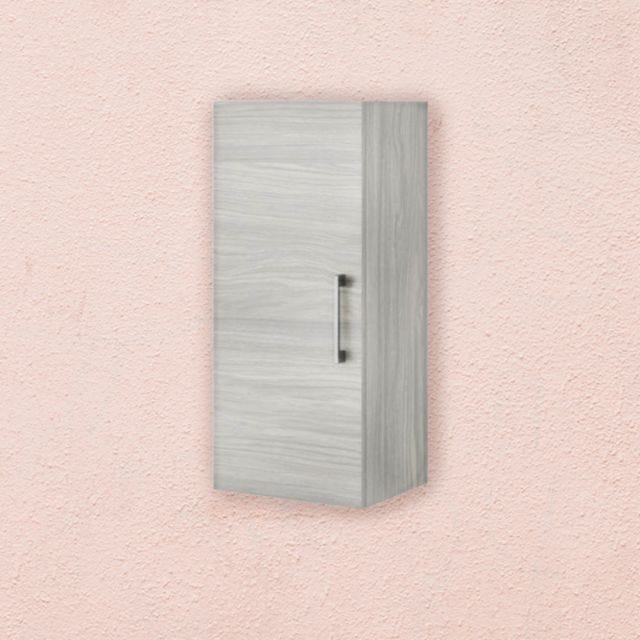 MEUBLE HAUT DE SALLE DE BAIN CHÊNE GRIS EFFET BOIS 1 PORTE RÉVERSIBLE | RIMINI