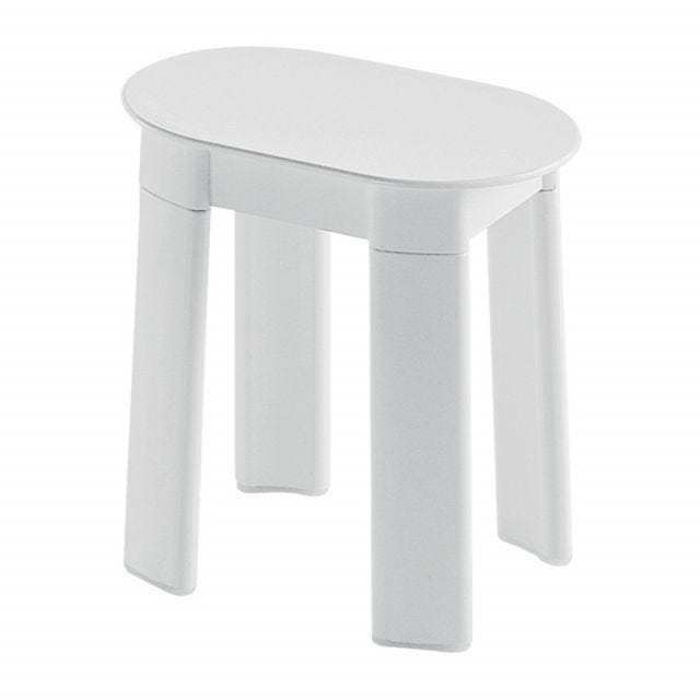 TABOURET DE SALLE DE BAIN AVEC 4 PIEDS EN PLASTIQUE BLANC