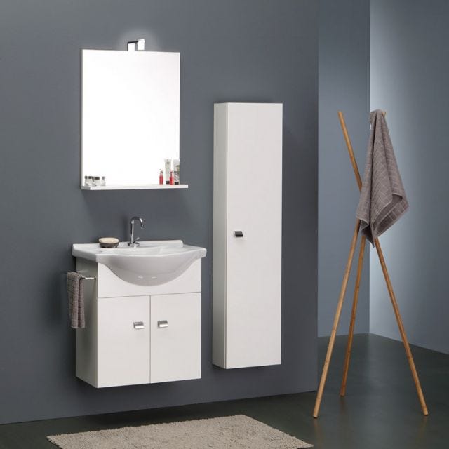 MEUBLE DE SALLE DE BAINS SUSPENDU DE 56 CM AVEC COLONNE SIMPLY BLANCHE