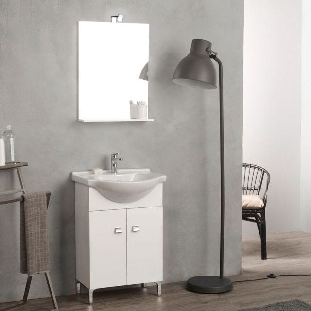 Kiamami Valentina - MEUBLE-LAVABO SALLE DE BAINS 86 CM, MIROIR-ARMOIRE  COULEUR BLANC - Meubles de salle de bain - Rue du Commerce