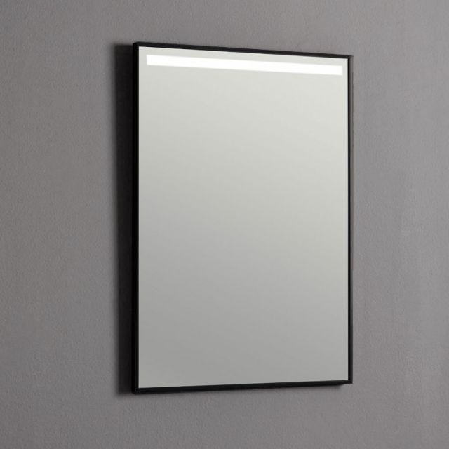 MIROIR DE SALLE DE BAIN 50X70 AVEC BANDE RÉTRO-ÉCLAIRÉE PAR LED CADRE NOIR MAT