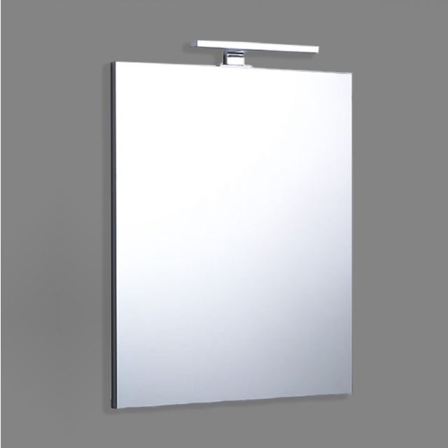 MIROIR DE SALLE DE BAINS RÉVERSIBLE 80X60 AVEC LAMPE CHROMÉE DE 20CM